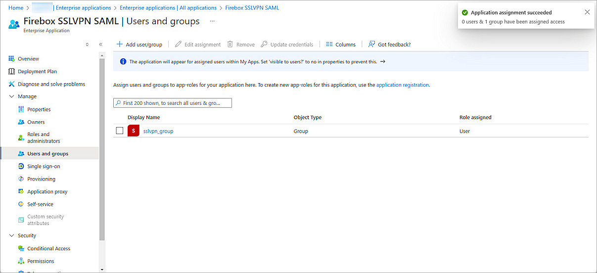 Screenshot of Entra ID, Azure SAML app setup 3